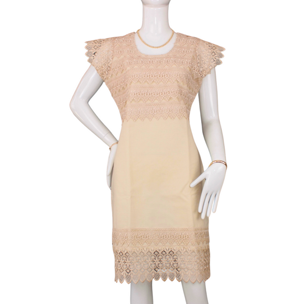 Beige dress with English lace for women