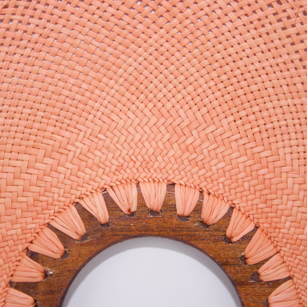Mamey Palma Jipijapa artisan fan with hand -made wooden handle