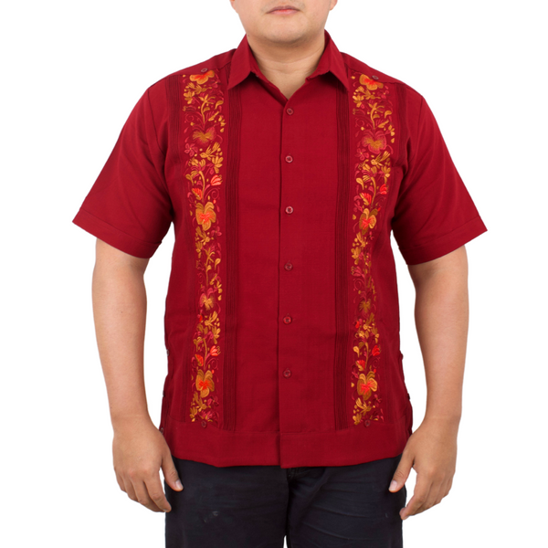 Blue Embroidered Yucateca Guayabera Steel Colibrí Model Short Sleeve For Men