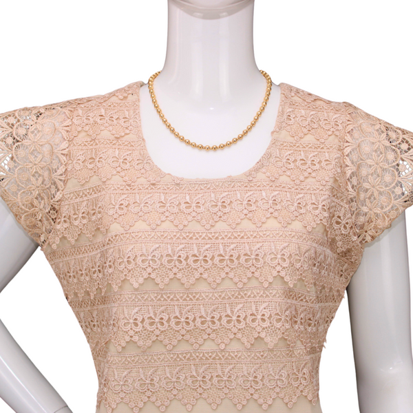 Beige dress with English lace for women