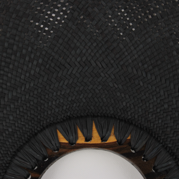 Artisanal Fan P Charcoal Palma Jipijapa with hand -made wooden handle