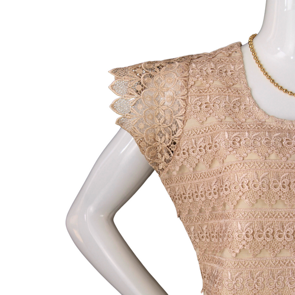 Beige dress with English lace for women