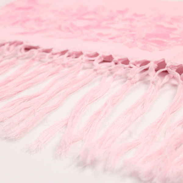 Rebozo craft pink 100% linen Yucatecan embroidery with hand 2.1 meters