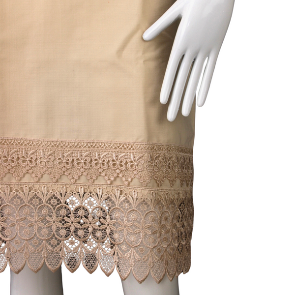 Beige dress with English lace for women