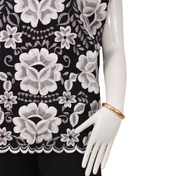 Black Yucatecan Handmade Blouse Hand Embroidery Model Natalia for Women