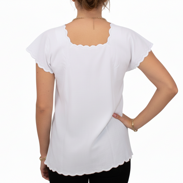 Blusa Artesanal Yucateca Blanca Bordada a Mano Modelo Natalia para Mujer