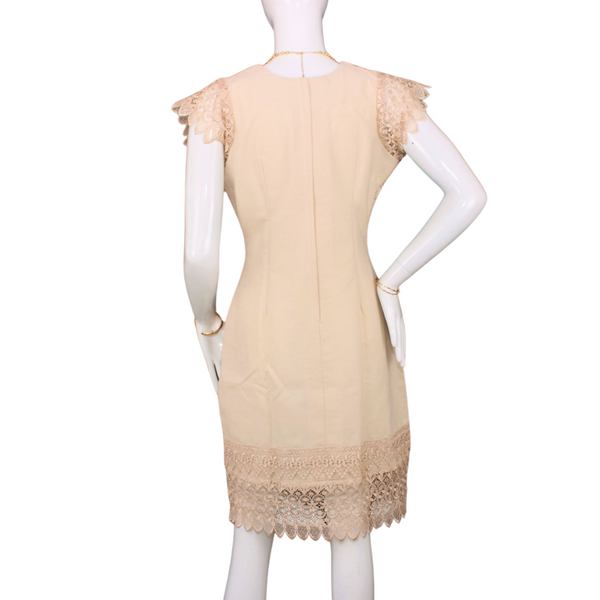 Beige dress with English lace for women