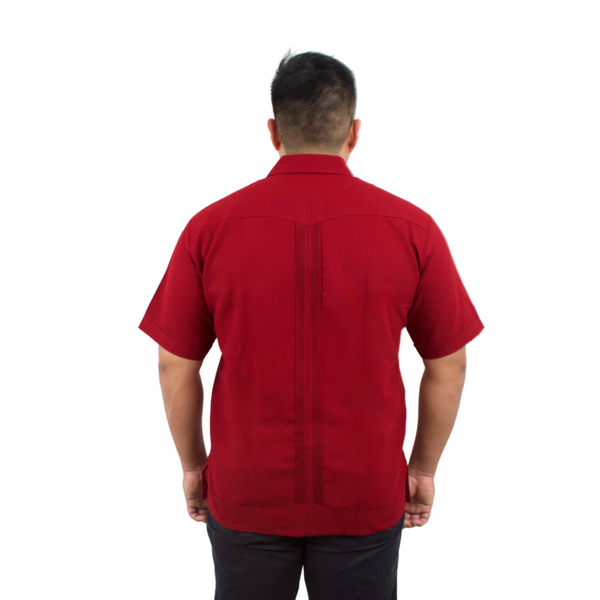 Blue Embroidered Yucateca Guayabera Steel Colibrí Model Short Sleeve For Men