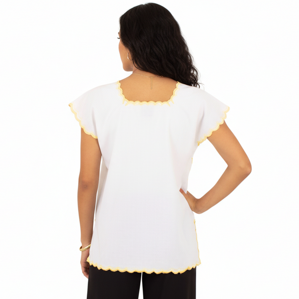 Blusa Artesanal Yucateca Bordada a Mano Modelo Aurora para Mujer