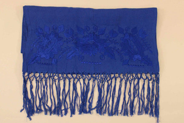 Blue craft rebozo king 100% and hand -and -sided embroidery linen 2.1 meters
