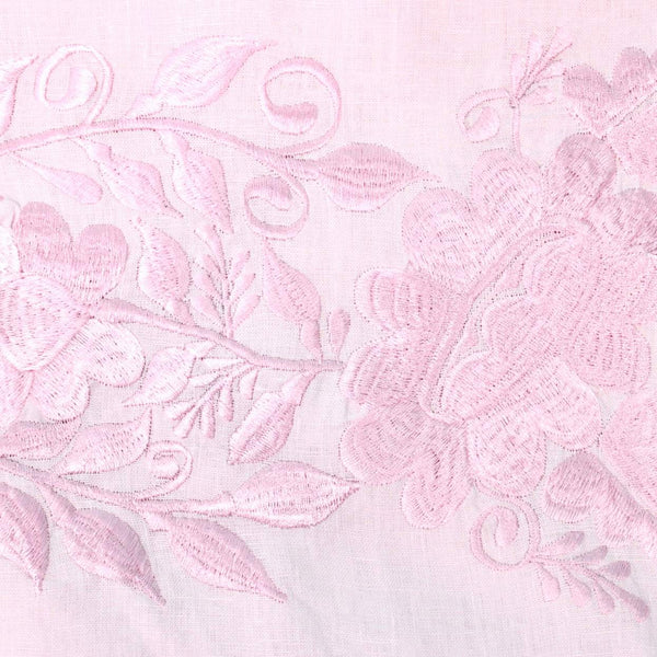 Rebozo craft pink 100% linen Yucatecan embroidery with hand 2.1 meters