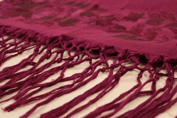 Rebozo chala artisanal wine 100% and hand -boiled embroidery linen 2.1 meters