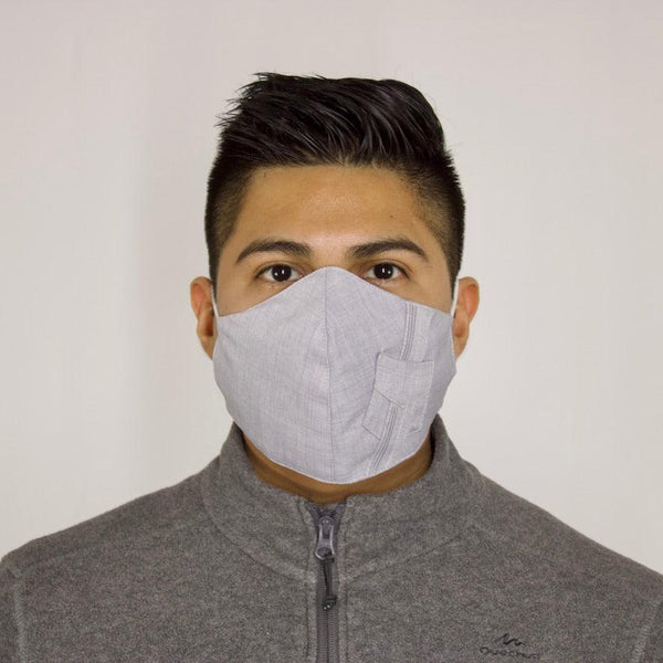 Cubrebocas Artesanal Guayaboca Gris Perla Triple Capa Unisex - Teya Artesanal