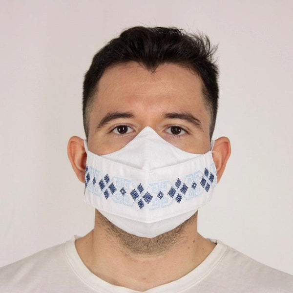 Cubrebocas Maya Artesanal De Lino En Triple Capa C/ Filtro - Teya Artesanal