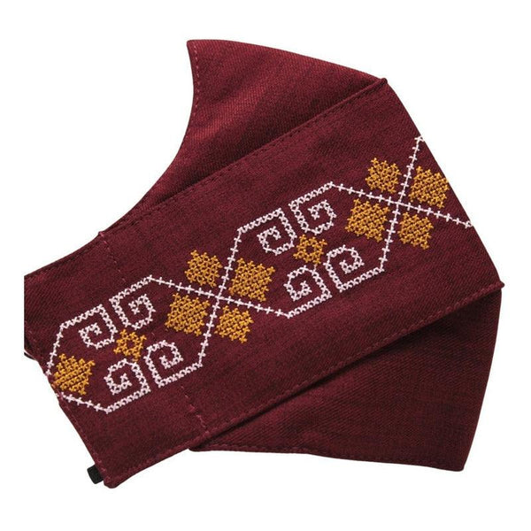 Cubrebocas Lino En Triple Capa C/ Filtro Vino Unisex