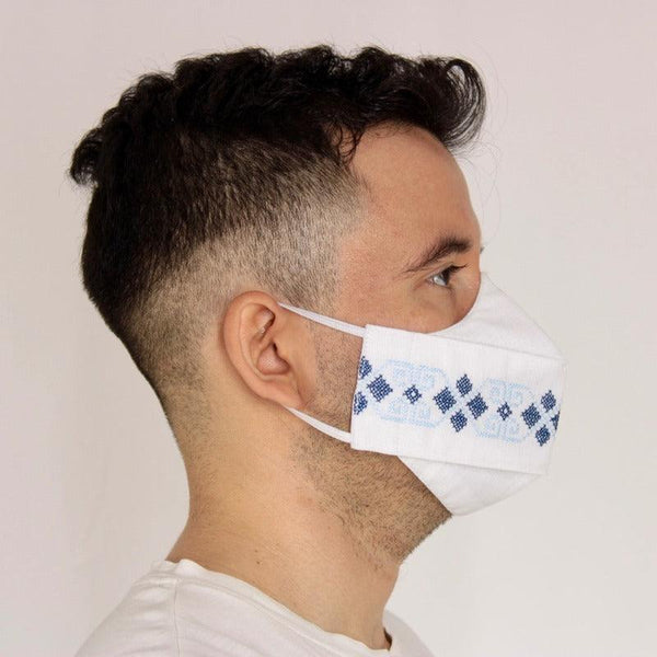 Cubrebocas Maya Artesanal De Lino En Triple Capa C/ Filtro - Teya Artesanal
