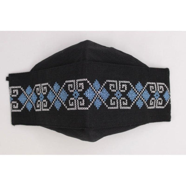 Cubrebocas Lino Triple Capa C/ Filtro Negro Y Azul Unisex - Teya Artesanal