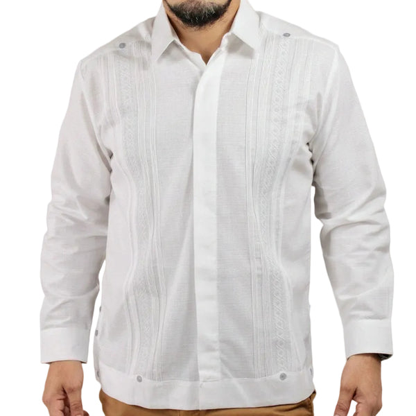 Guayabera Yucateca Blanca Itzamná Lino Manga Larga Botones Ocultos