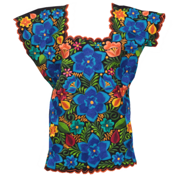 Blusa Artesanal Yucateca Bordada a Mano Modelo Frida para Mujer