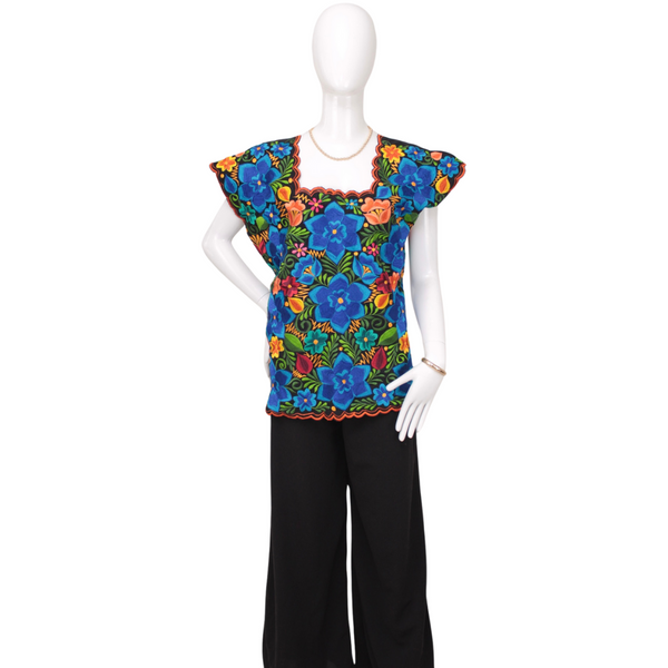 Blusa Artesanal Yucateca Bordada a Mano Modelo Frida para Mujer