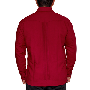 Yucateca Embroidered Guayabera Wine Humm Sleeve Model for Men