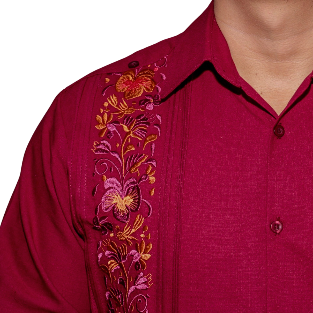 Guayabera color vino hotsell