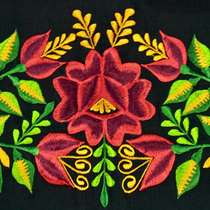 Black craft rebozo 100% flared yucateco embroidery 2.10 meters