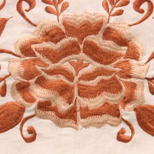 Rebozo Chal Artesanal Beige 100% Lino Bordado Yucateco 2.10 metros