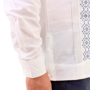 Blanca Yucateca Embroidered Guayabera Model Kukulkán Long Sleeve For Men