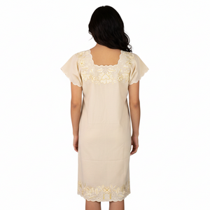 Huipil Beige embroidery on both Yucatecan side alitzel model for women