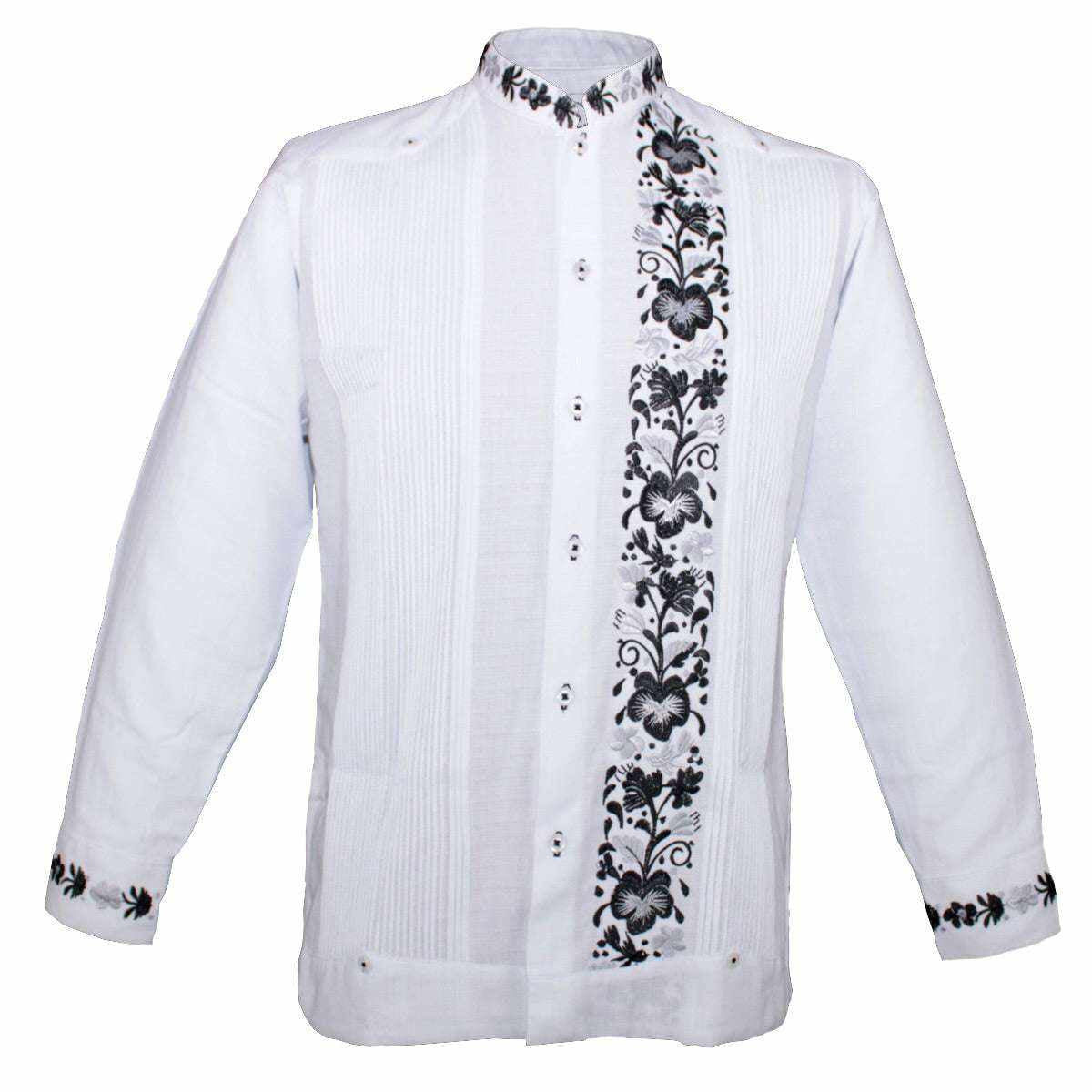 Guayabera Yucateca Blanca De Lino Modelo Colibrí Manga LargaTeya Artes