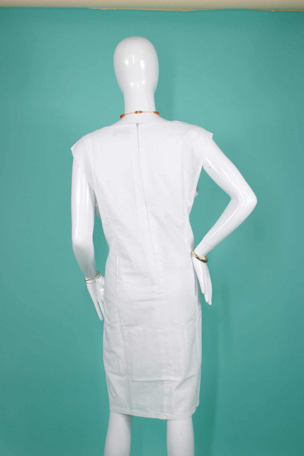 Vestido Blanco de Lino Bordado Artesanal A Mano Modelo Yulissa