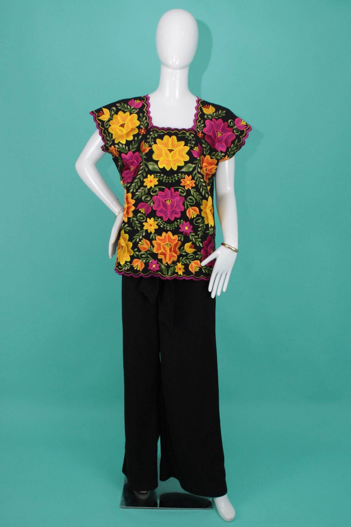 Embroidery Blusa Tehuana Mexico Blusa Huipil Tehuana Bordado A