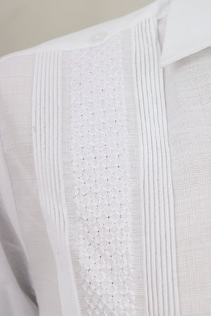 Guayabera Bordada Blanca Manga Larga Para Hombre Modelo Panal