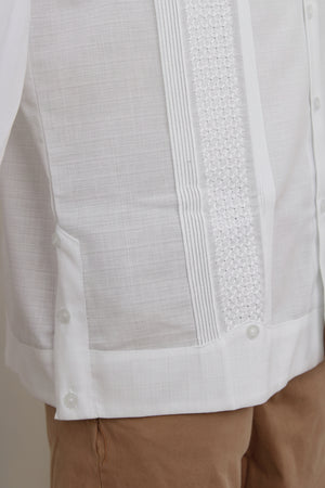 Guayabera Bordada Blanca Manga Larga Para Hombre Modelo Panal