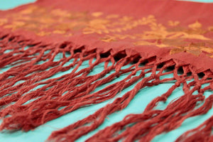 Rebozo Chal Artesanal Shedrón 100% Lino Bordado Yucateco a mano 2.1 me