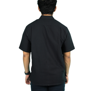 Guayabera Bordada Yucateca Negra Modelo Itzaes Manga Corta para Hombre