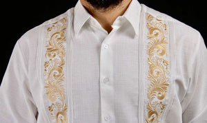 Guayabera Yucateca Blanca Lino Modelo Branch Manga Larga