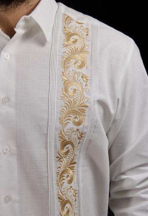Guayabera Yucateca Blanca Lino Modelo Branch Manga Larga