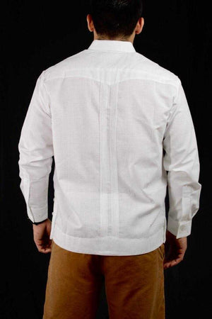 Guayabera Yucateca Blanca Lino Modelo Branch Manga Larga