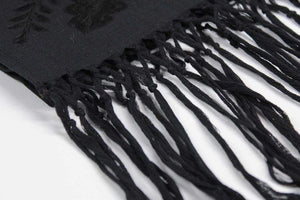 Rebozo Chal Artesanal Negro Lino Suave Bordado Yucateco A Mano Elegant