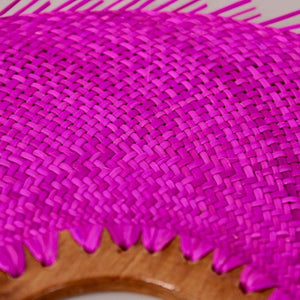 Abanico Rosa Mexicano Palma Jipijapa A Mano Madera Cedro - Teya Artesanal