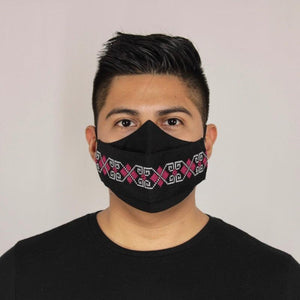 Cubrebocas Lino Triple Capa C/ Filtro Negro Y Rosa Unisex - Teya Artesanal