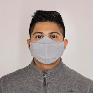 Cubrebocas Lino En Triple Capa C/ Filtro Gris Perla Unisex - Teya Artesanal