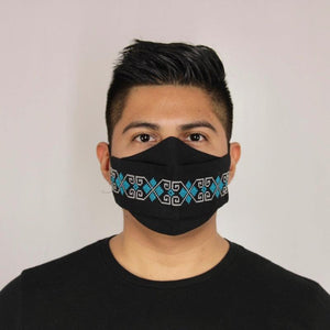 Cubrebocas Lino Triple Capa C/ Filtro Negro Y Azul Unisex - Teya Artesanal