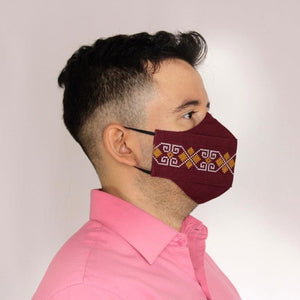 Cubrebocas Lino En Triple Capa C/ Filtro Vino Unisex