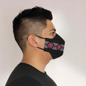 Cubrebocas Lino Triple Capa C/ Filtro Negro Y Rosa Unisex - Teya Artesanal