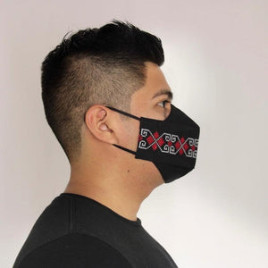 Cubrebocas Lino Triple Capa C/ Filtro Negro Y Rojo Unisex - Teya Artesanal