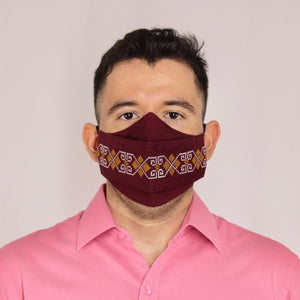 Cubrebocas Lino En Triple Capa C/ Filtro Vino Unisex