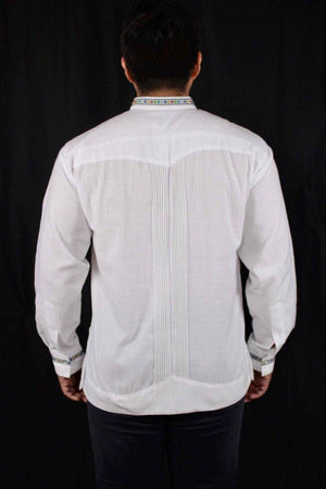 Guayabera Yucateca Blanca De Lino Modelo Montejo Manga Larga
